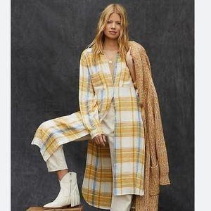 EUC Anthropologie Pilcro Side Slit Maxi Button Down Tunic - Sz M